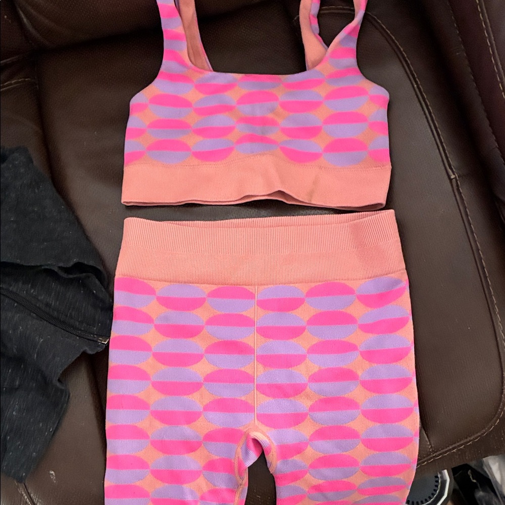 Pink and Orange Geometric Activewear Set